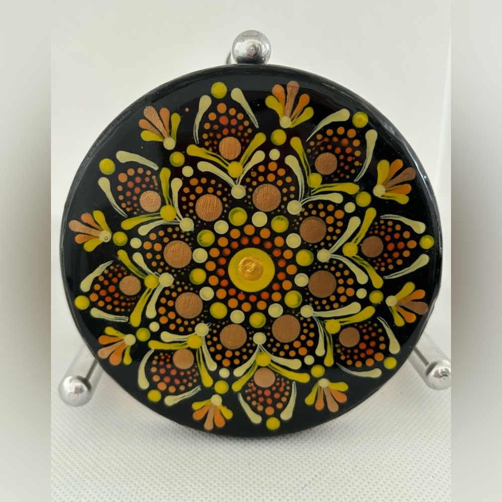 Set of 4 handmade coasters. Mandala design.